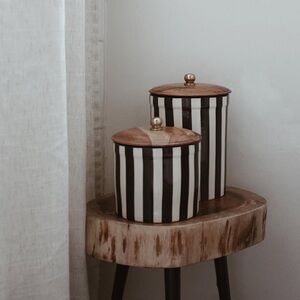 Striped Ceramic Jar (taller jar)
